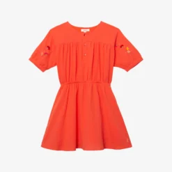 Robe Fille Armurée Orange Brodée Catimini