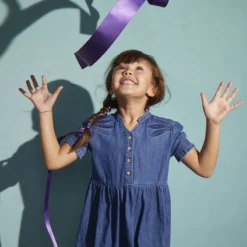 Robe Fille En Jean Brodé Bleue Catimini -KIALLA Vetements Magasin 0415630 800