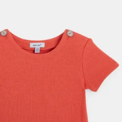 Robe Manches Courtes Bébé Fille Nid D'abeille Orange Absorba -KIALLA Vetements Magasin 0415721 800