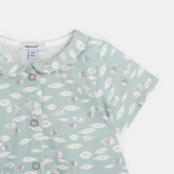 Robe Chemisier Bébé Fille En Twill Bleue Absorba -KIALLA Vetements Magasin 0416157 800