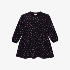 Robe Fille Marine Imprimé Bicolore En Coton Recyclé Bleue Catimini