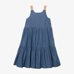 Robe Fille Jean Bretelles Rayées Bleue Catimini -KIALLA Vetements Magasin 0419497 800