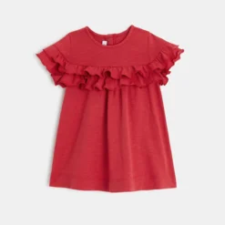 Robe Bébé Fille Rouge Uni En Coton Bébé Fille Absorba