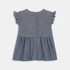 Robe Sans Manches Bébé Fille En Chambray Bleue Absorba -KIALLA Vetements Magasin 0420084 800