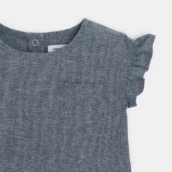 Robe Sans Manches Bébé Fille En Chambray Bleue Absorba -KIALLA Vetements Magasin 0420085 800