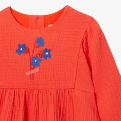 Robe Fille Maille Tubique Brodée Rouge Catimini -KIALLA Vetements Magasin 0422146 800