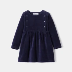 Robe Unie En Velours Côtelé Bleue Bébé Fille Absorba -KIALLA Vetements Magasin 0424257 800 1