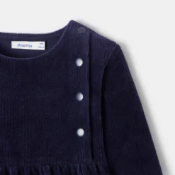 Robe Unie En Velours Côtelé Bleue Bébé Fille Absorba -KIALLA Vetements Magasin 0424258 800