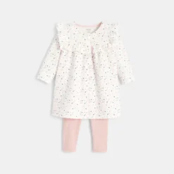 Robe Tissu Fantaisie Bulles Et Legging Rose Naissance
