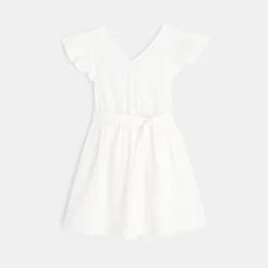 Robe Effet Croisé Gaze De Coton Blanche Fille -KIALLA Vetements Magasin 0426424 800
