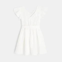 Robe Effet Croisé Gaze De Coton Blanche Fille -KIALLA Vetements Magasin 0426426 800