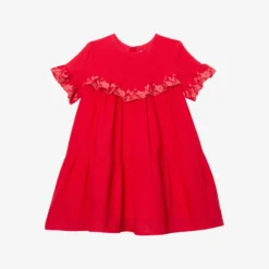 Robe Fille Volants Brodés Rose Catimini