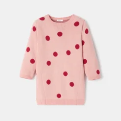 Robe-pull à Pois En Tricot Rose Bébé Fille Absorba