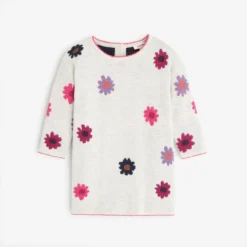 Robe Grisee à Fleurs Pour Bébé Fille En Tricot Catimini