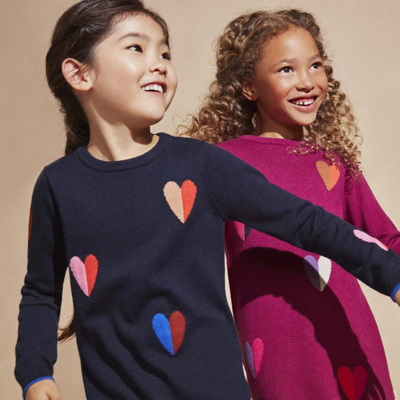 Robe Fille Jacquard Coeurs Marine Bleue Catimini 2 Robe Fille Jacquard Coeurs Marine Bleue Catimini – Image 2