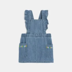 Robe Tablier Bébé Fille En Jean Délavé Bleue Catimini