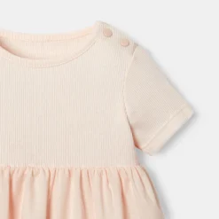 Robe à Manches Courtes Et Bloomer En Coton Bio Rose Naissance Absorba -KIALLA Vetements Magasin 0433521 800