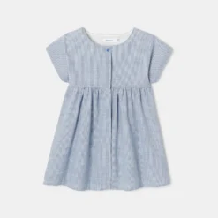 Robe Sans Manches En Coton Bio Bleue Bébé Fille Absorba -KIALLA Vetements Magasin 0434668 800 1
