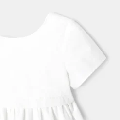 Robe à Manches Courtes Et Bloomer En Coton Bio Blanche Naissance Absorba -KIALLA Vetements Magasin 0435023 800