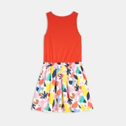 Robe Fille Bicolore Rouge à Motifs Abstraits Catimini -KIALLA Vetements Magasin 0440355 800