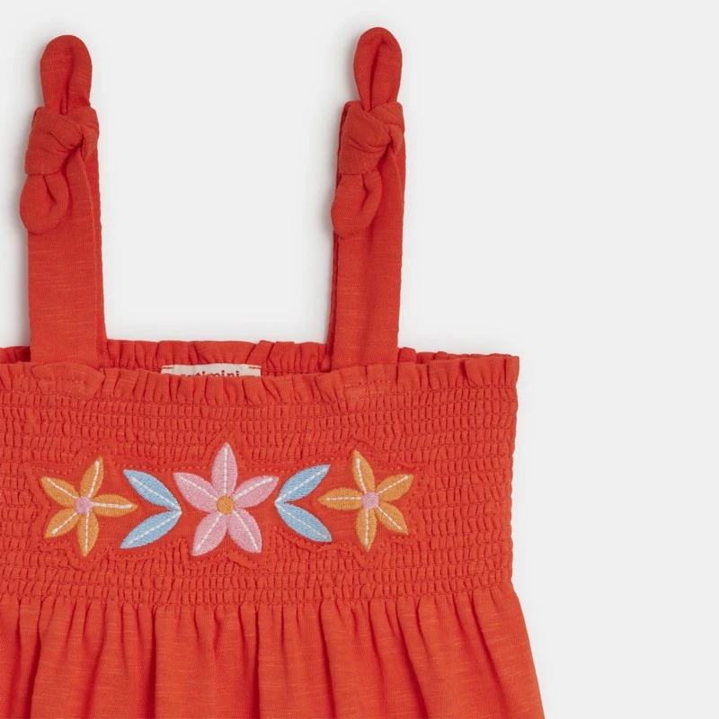 Robe Bébé Fille Rouge Avec Broderies Catimini 3 Robe Bébé Fille Rouge Avec Broderies Catimini – Image 3