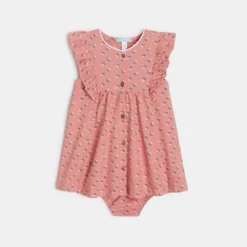 Robe Boutonnée à Volants Rose Bébé Fille