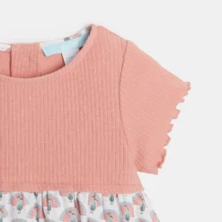 Robe Bi-matière Imprimée Paons Rose Bébé Fille -KIALLA Vetements Magasin 0460254 800