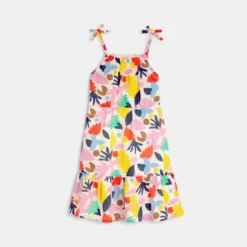 Robe à Bretelles Fille à Motifs Abstraits Blanche Catimini