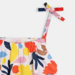 Robe à Bretelles Fille à Motifs Abstraits Blanche Catimini -KIALLA Vetements Magasin 0463122 800