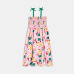 Robe à Bretelles Fille à Motifs Fleurs Exotiques Rose Catimini