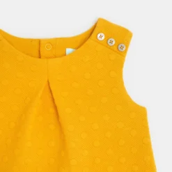 Robe Chasuble Gaufrée Effet Pois Jaune Bébé Fille -KIALLA Vetements Magasin 0473780 800