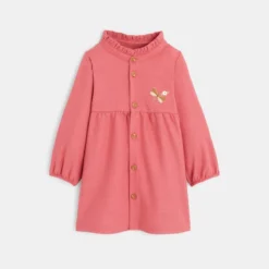 Robe Boutonnée Manches Longues Rose Bébé Fille -KIALLA Vetements Magasin 0473813 800