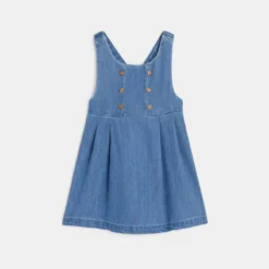 Robe Salopette Denim Léger Et T-shirt Fleuri Bleue Bébé Fille -KIALLA Vetements Magasin 0473824 800