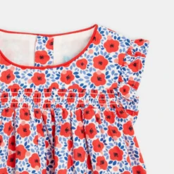 Robe à Smocks Coquelicots Rouge Bébé Fille -KIALLA Vetements Magasin 0473832 800