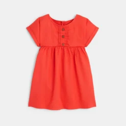 Robe Coton Fantaisie Rouge Bébé Fille -KIALLA Vetements Magasin 0473833 800