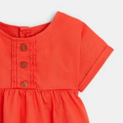 Robe Coton Fantaisie Rouge Bébé Fille -KIALLA Vetements Magasin 0473834 800