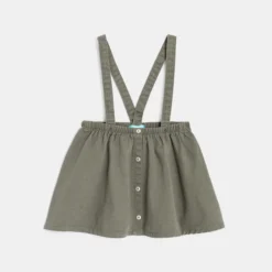 Robe à Bretelles En Twill Et T-shirt Oiseau Verte Bébé Fille -KIALLA Vetements Magasin 0474788 800