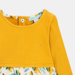 Robe Bi-matière Imprimée Oiseaux Jaune Bébé Fille -KIALLA Vetements Magasin 0474838 800
