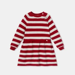 Robe-pull En Tricot Côtelé Rouge Bébé Fille Absorba