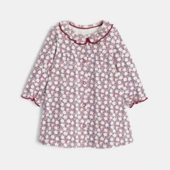 Robe En Molleton Fleuri Et Gilet Soft Boa Rose Naissance -KIALLA Vetements Magasin 0488409 800