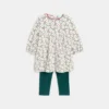 Robe Fleurie Molleton Et Legging Verte Bébé Fille
