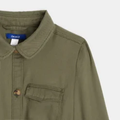 Robe-chemise En Toile Unie Verte Fille -KIALLA Vetements Magasin 0488710 800