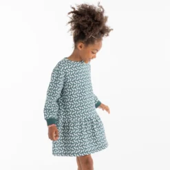 Robe Imprimée En Molleton Verte Fille 9 Robe Imprimée En Molleton Verte Fille -KIALLA Vetements Magasin 0511915 800