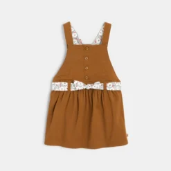 Robe Pointelle à Bretelles Et Tee-shirt Marron Bébé Fille -KIALLA Vetements Magasin 0522310 800
