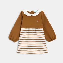 Robe 2 En 1 En Molleton Marron Bébé Fille -KIALLA Vetements Magasin 0522318 800