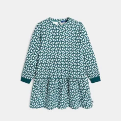 Robe Imprimée En Molleton Verte Fille 7 Robe Imprimée En Molleton Verte Fille -KIALLA Vetements Magasin 0522341 800
