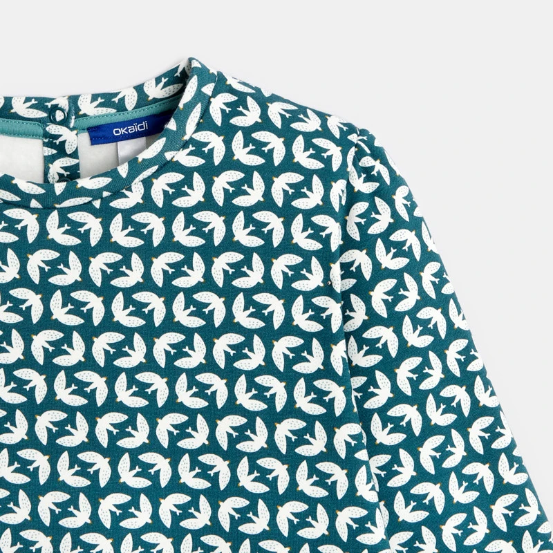 Robe Imprimée En Molleton Verte Fille 4 Robe Imprimée En Molleton Verte Fille – Image 4