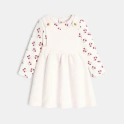 Robe à Bretelles à Rayures Et Body Fleuri Rose Naissance