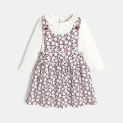 Robe à Bretelles En Velours Fleuri Et Body Rose Naissance -KIALLA Vetements Magasin 0523499 800