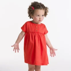 Robe Coton Fantaisie Rouge Bébé Fille -KIALLA Vetements Magasin 0527062 800